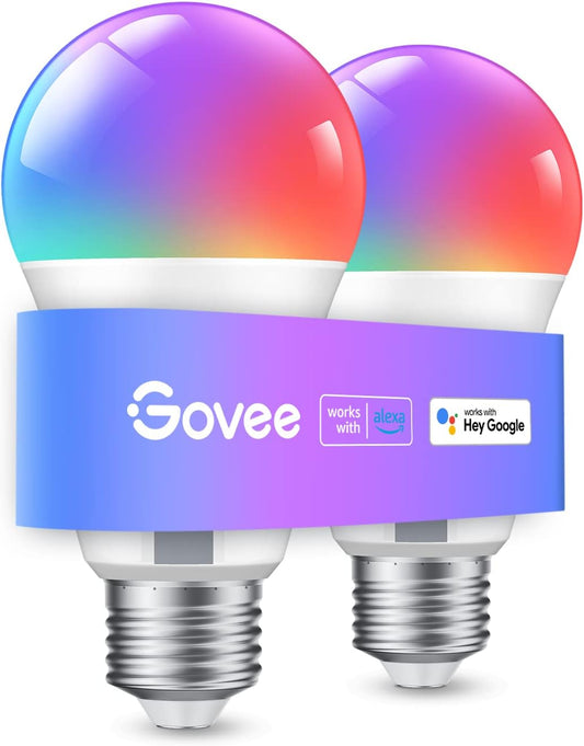 Govee Smart Glühbirne E27, WLAN Lampe RGBWW dimmbare mit 16 Millionen DIY-Farben, 800LM, 54 Szenen, Smarte Glühbirne Sprachsteuerung Funktionieren mit Alexa, Google Assistant, 2 Stück