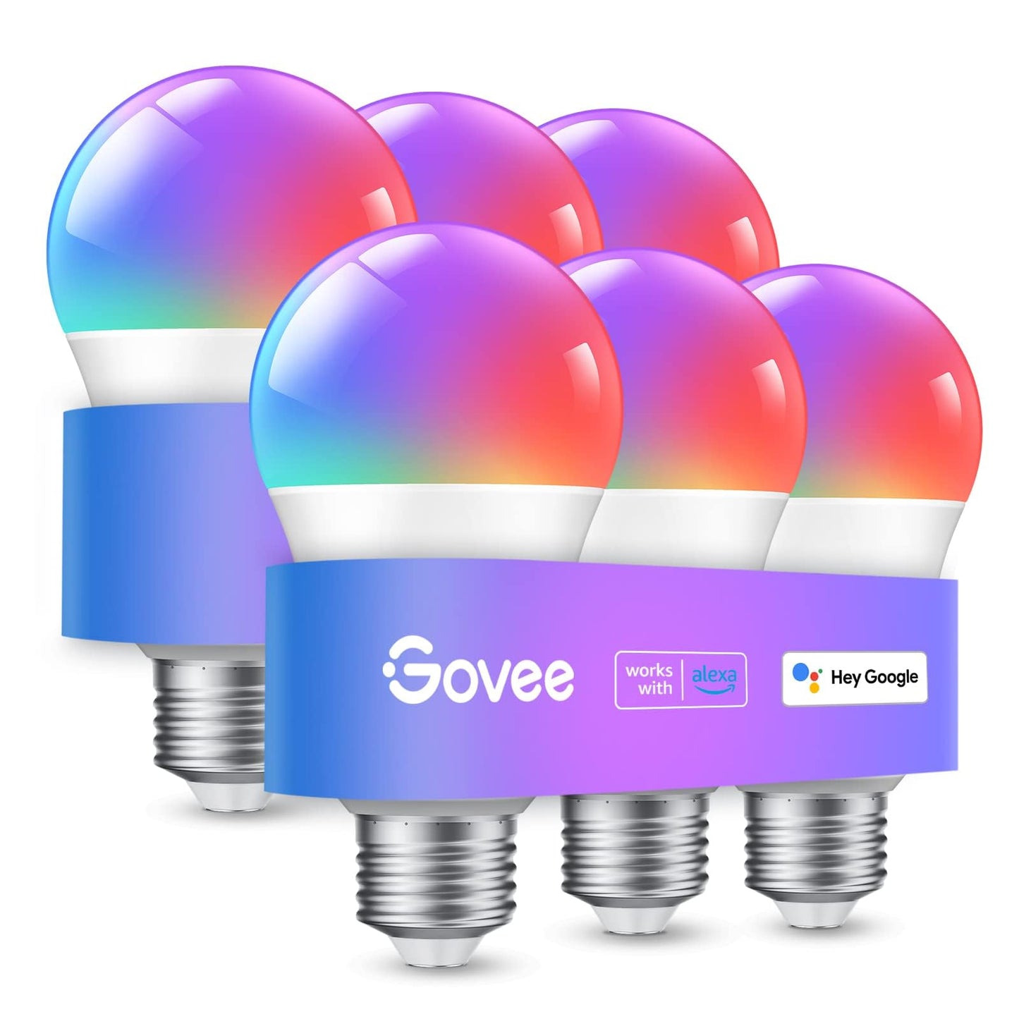 Govee Smart Glühbirne E27, WLAN Lampe RGBWW dimmbare mit 16 Millionen DIY-Farben, 800LM, 54 Szenen, Smarte Glühbirne Sprachsteuerung Funktionieren mit Alexa, Google Assistant, 2 Stück