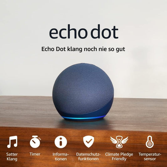 Echo Dot (Neueste Generation) | Smarter WLAN- und Bluetooth-Lautsprecher mit Alexa und gigantischem, sattem Klang | Tiefseeblau