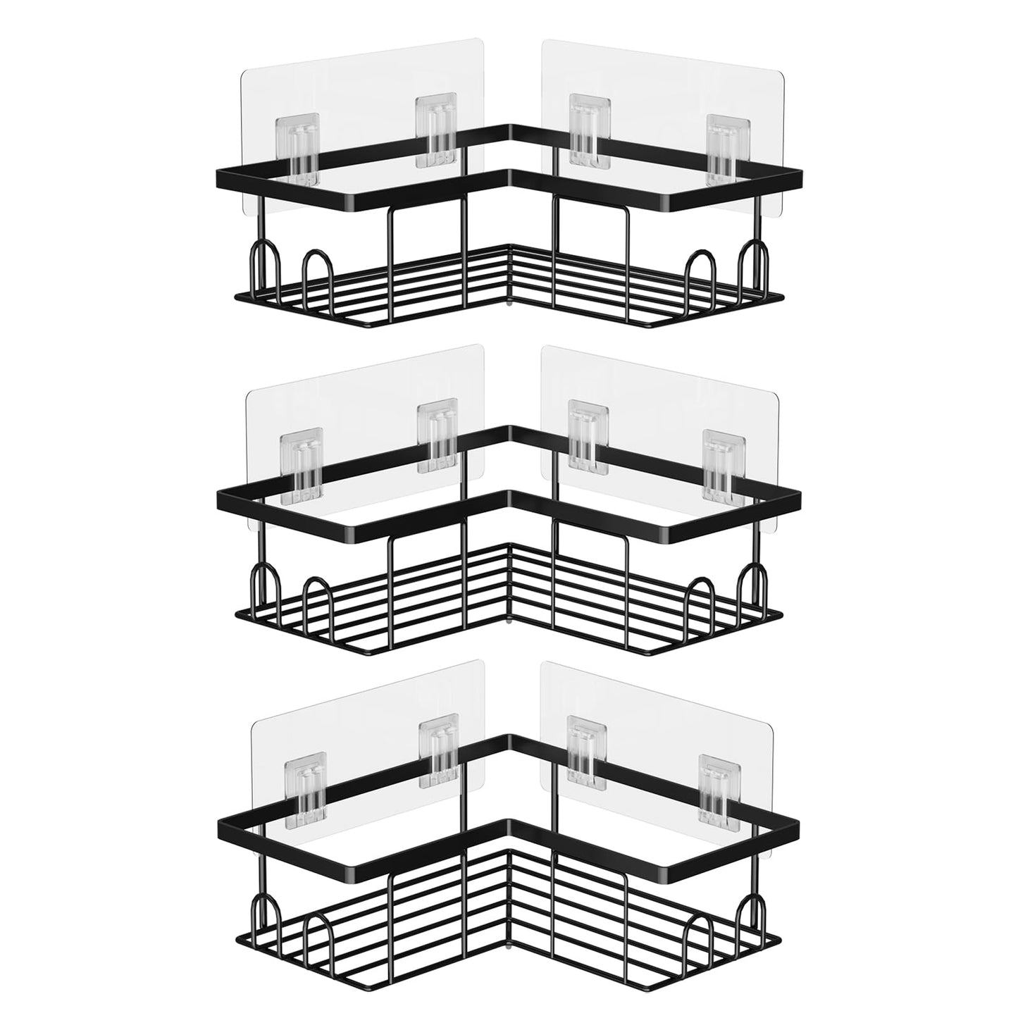 UUlioyer Duschablage ohne Bohren Ecke, Wasserdichter und Rostfreier Duschregal, 3 Stück Badezimmer Regal Organizer, Shampoo Duschgel Halterung für Dusche, Schwarz (3 Stück Duschablage Ecke)