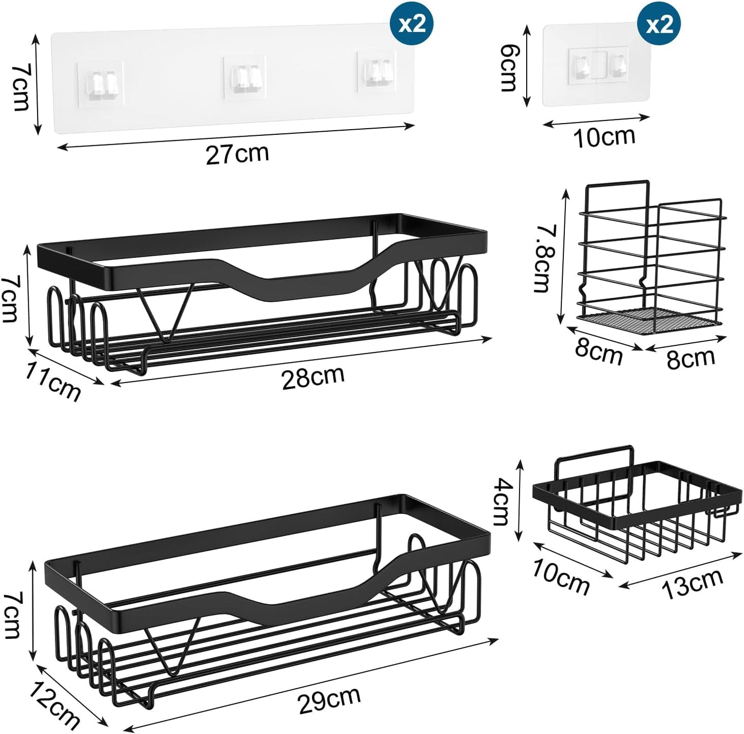 UUlioyer Duschablage ohne Bohren Ecke, Wasserdichter und Rostfreier Duschregal, 3 Stück Badezimmer Regal Organizer, Shampoo Duschgel Halterung für Dusche, Schwarz (3 Stück Duschablage Ecke)