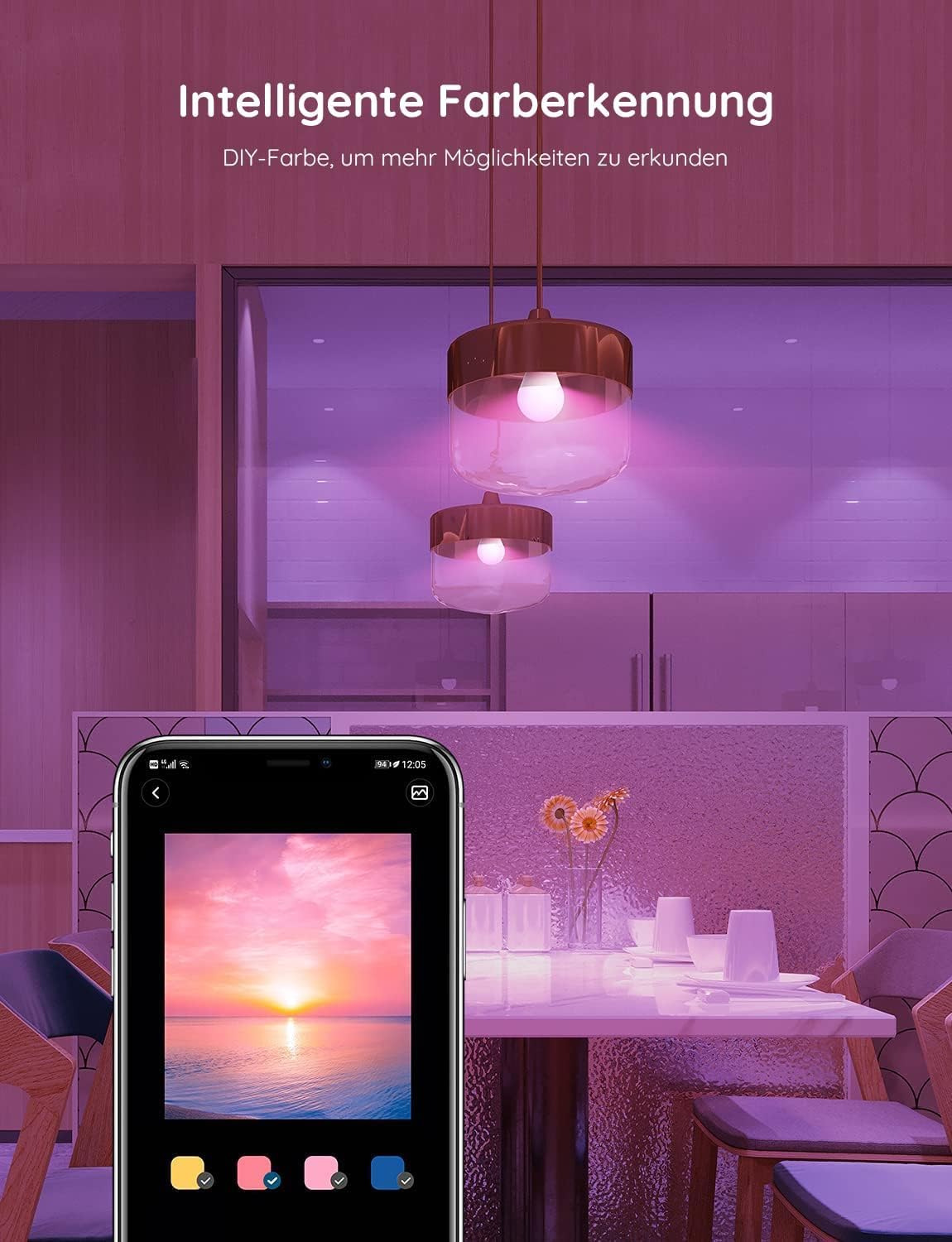 Govee Smart Glühbirne E27, WLAN Lampe RGBWW dimmbare mit 16 Millionen DIY-Farben, 800LM, 54 Szenen, Smarte Glühbirne Sprachsteuerung Funktionieren mit Alexa, Google Assistant, 2 Stück