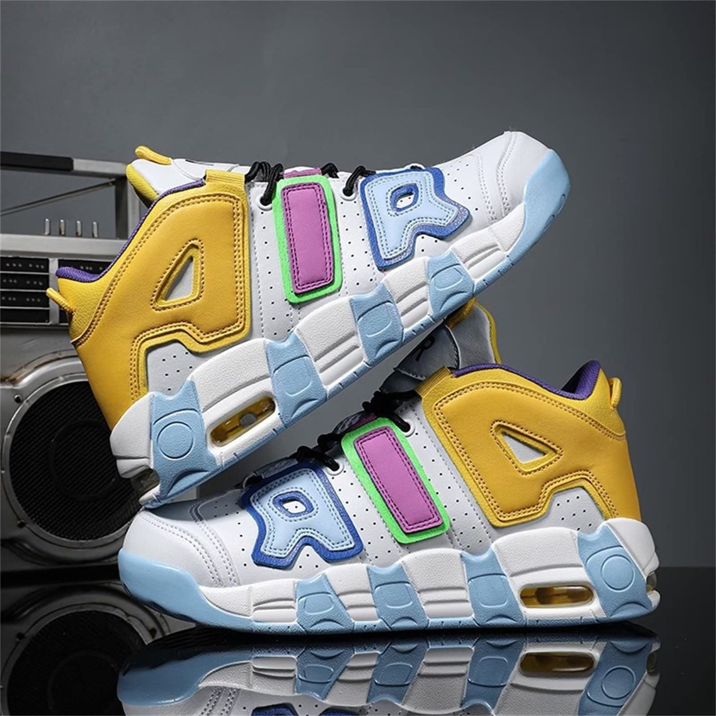 Aszeller Herren Damen Air Uptempo Sneaker Schuhe Laufschuhe Turnschuhe mit Luftpolster Walkingschuhe Basketballschuhe Sportschuhe