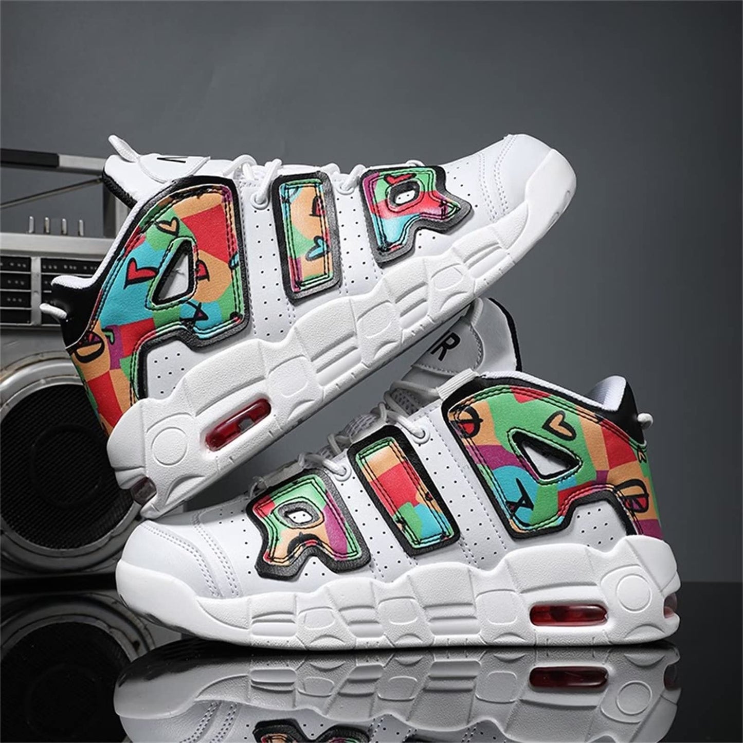 Aszeller Herren Damen Air Uptempo Sneaker Schuhe Laufschuhe Turnschuhe mit Luftpolster Walkingschuhe Basketballschuhe Sportschuhe