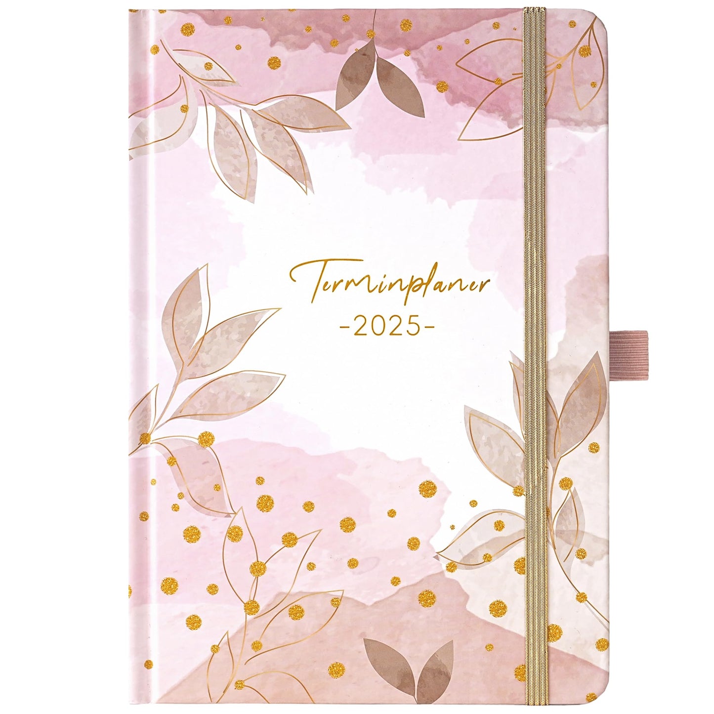 Kalender 2025 - A5 Terminkalender 2025 von Januar bis Dezember, Wochenplaner 2025, Kalender 2025 Buchkalender mit Innentasche, Elastischer Verschluss, 21.3 x 14.7cm - Rosa